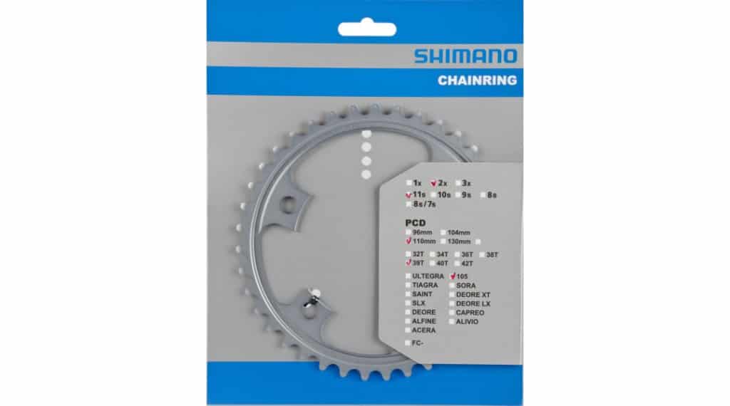 Shimano 105 FC-5800 2x11 Kettenblatt 4-arm 110 LK 39 Zähne MD silber